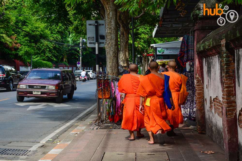 Monks on the morning alms round