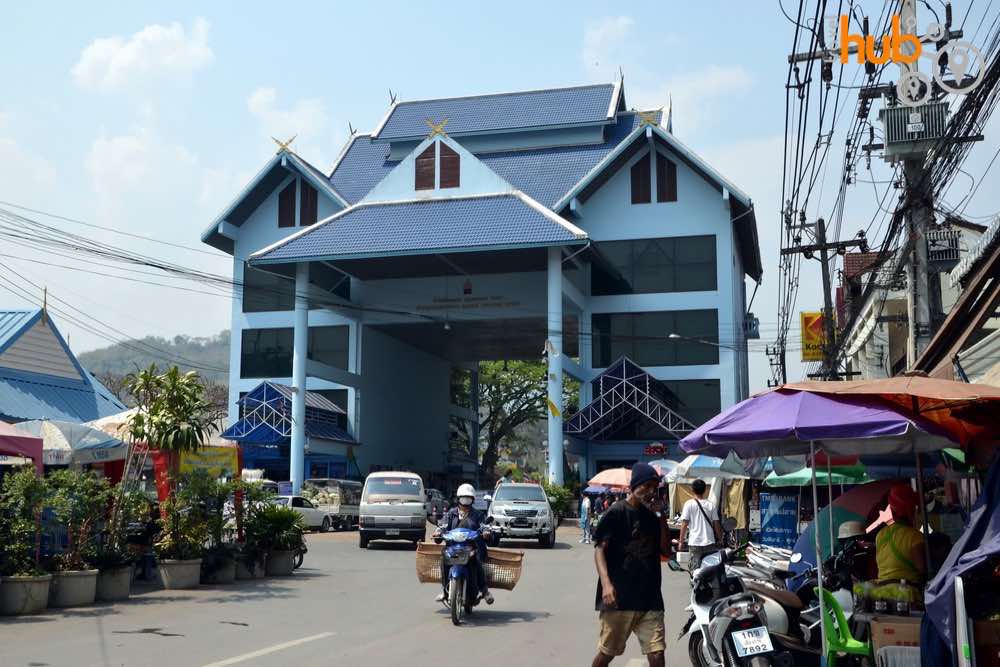 The imposing customs house at Mae Sai