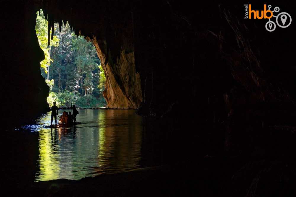 and you will ride a bamboo raft through the cave 