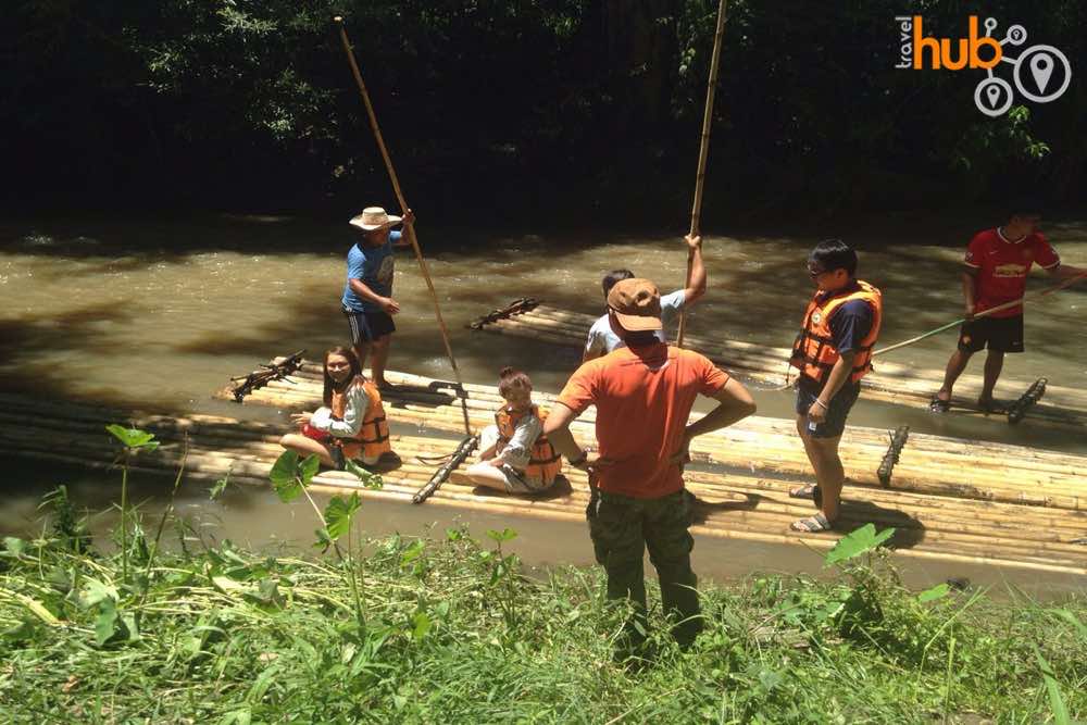 Try your hand at bamboo rafting on our day out at Mae Wang