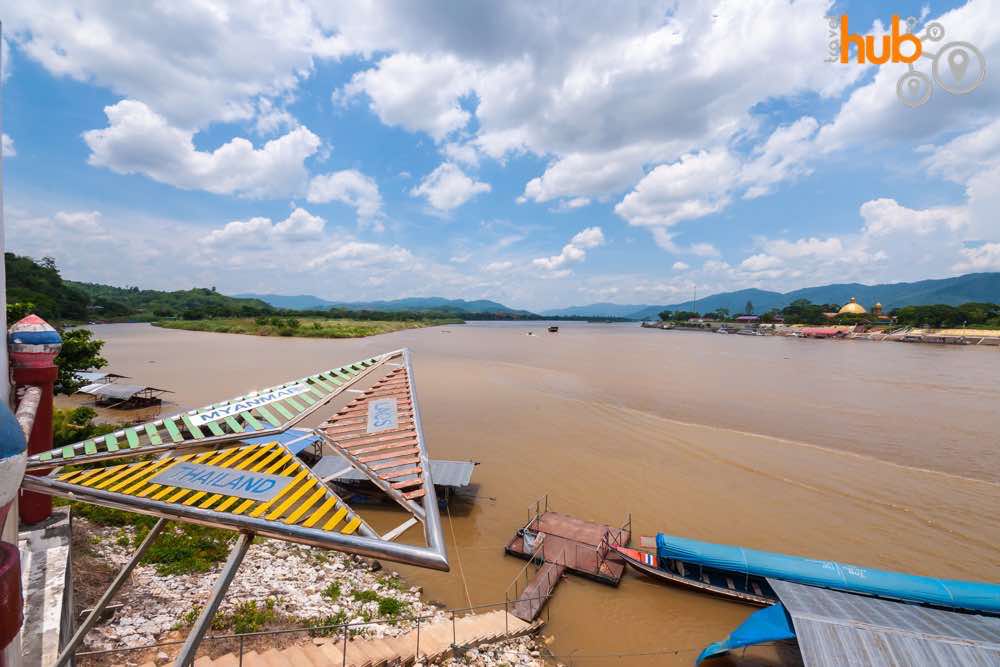 The Mekong River at The Golden Triangle. Meeting points of Laos, Myanmar and Thailand